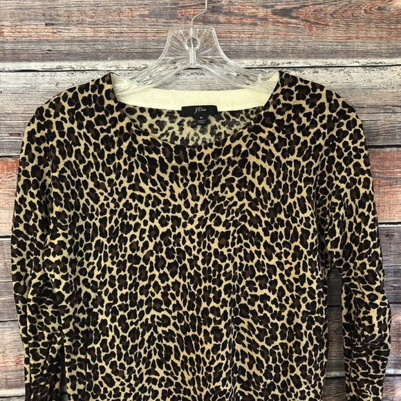 J.crew Size Medium Leopard Print 100% Merino Wool Sweater - Picture 2 of 6